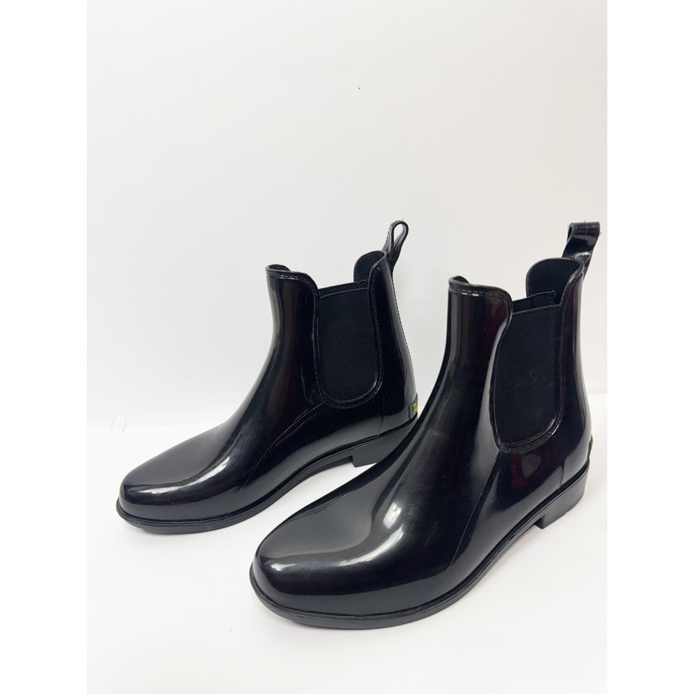Lauren Ralph Lauren Rain Boots Womens Sz7 Black Tally-Bo-Rai Chelsea Pull On